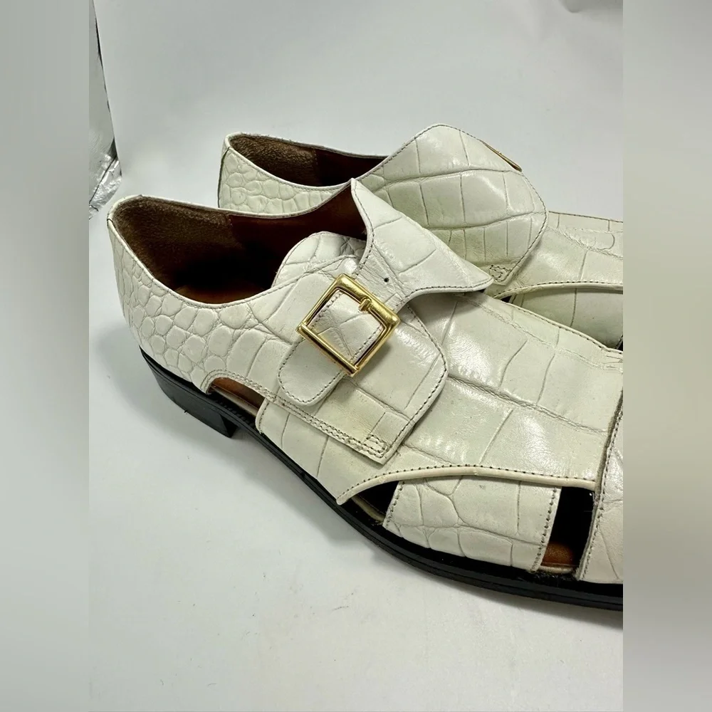 Marco Vicci white croc embossed city sandal loafers size 10.5